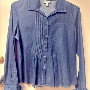 Coldwater Creek Women’s Blue Denim Button up Blouse